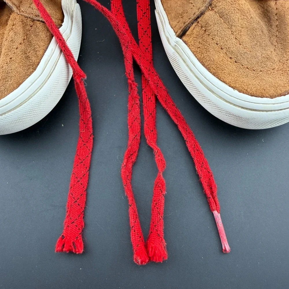 Vans Sk8-Hi Unisex M7.5/W9 Skateboard Shoes Orange Brown Pig Suede Sneakers